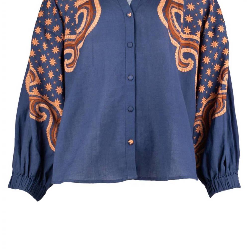 NEW ANNA CATE jill blouse in navy camel